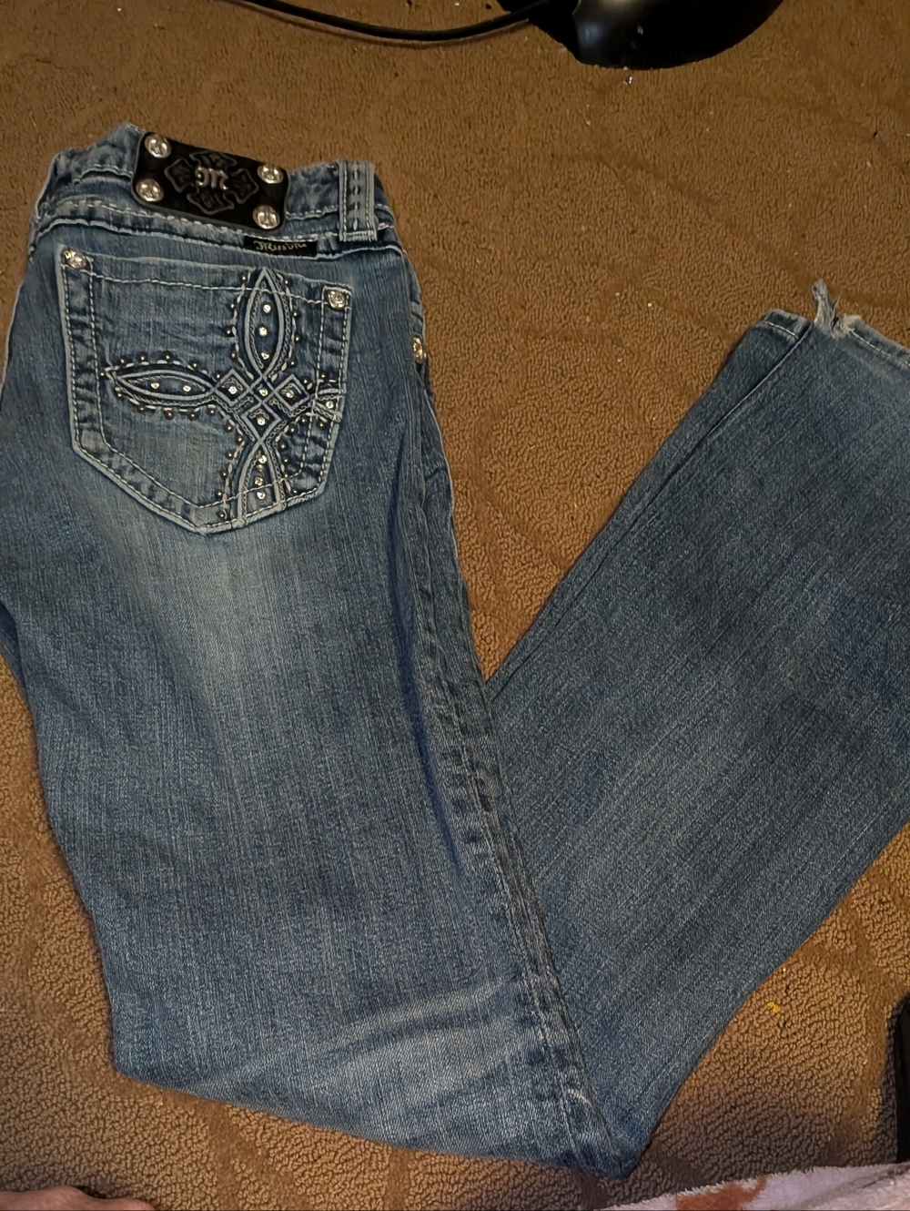 Miss Me BOOT Bootcut Jeans with Embellished Back Pocket CROSS 27 $140 VINTAGE